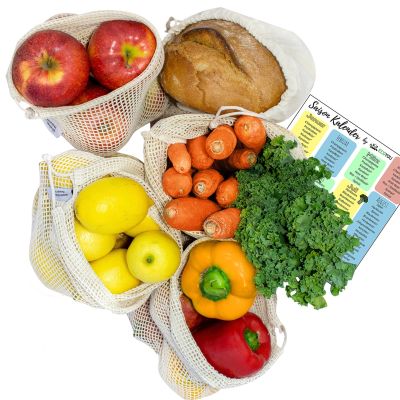 Obst-und Gemüsenetze & Brotbeutel 5er Set