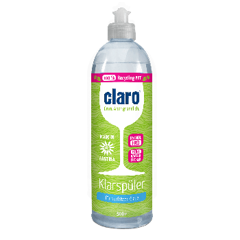 claro rinse aid in a bottle with push & pull bottle opening